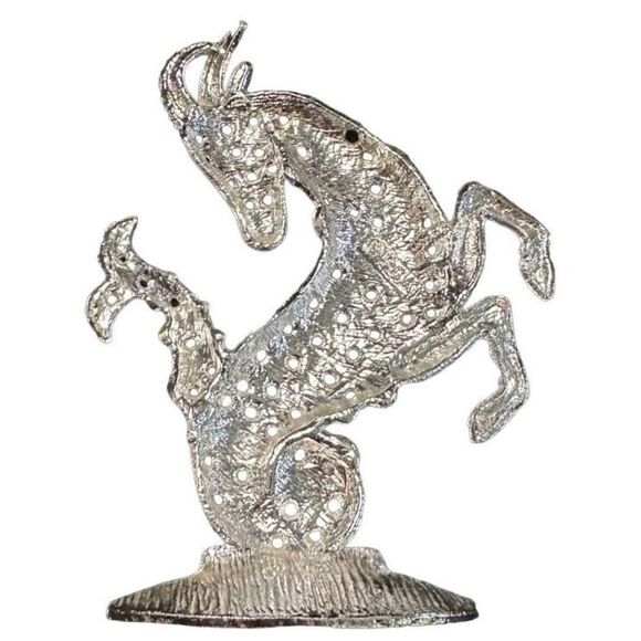 Capricorn Zodiac Metal Statue Silver Color 5” x 4” Astrology - Picture 4 of 5